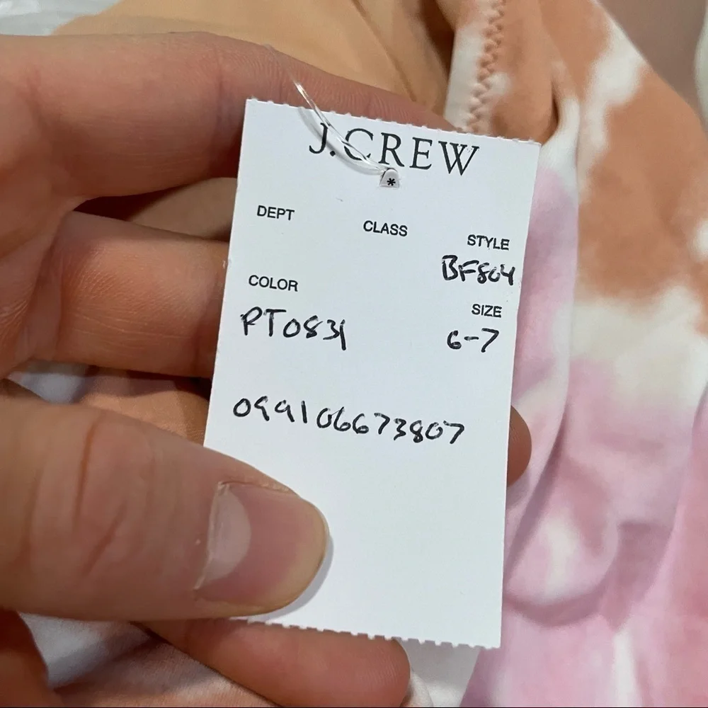 J crew girls high waist bikini swim bottoms pink brown tie dye